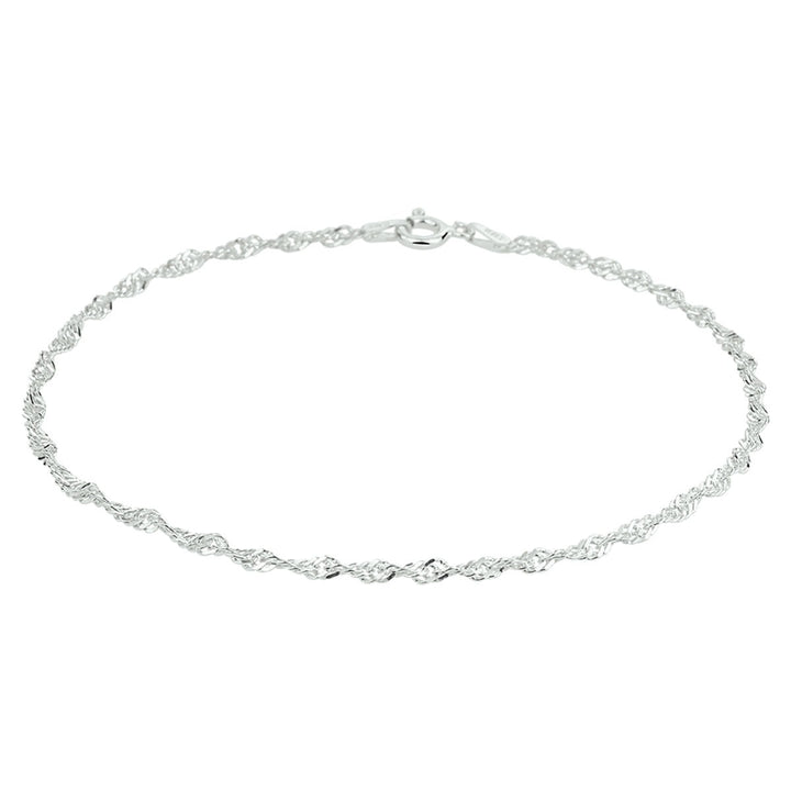 Zilveren enkelbandje met Singapore schakel – elegant zomers detail