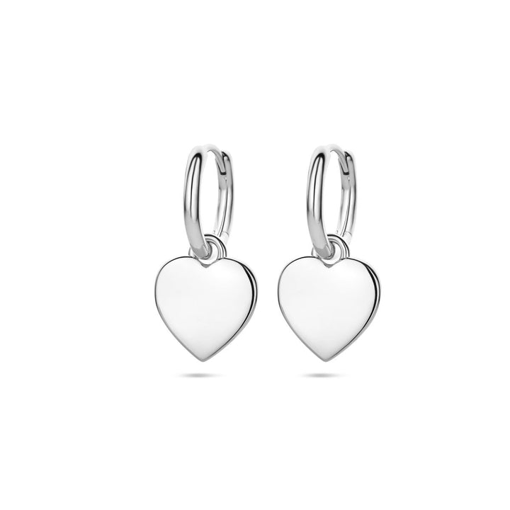 Gerhodineerd zilveren oorringen met hartje 19mm