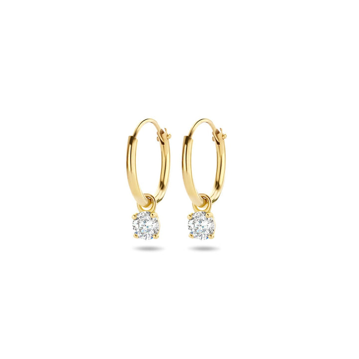 earrings with pendants zirconia 14K yellow gold