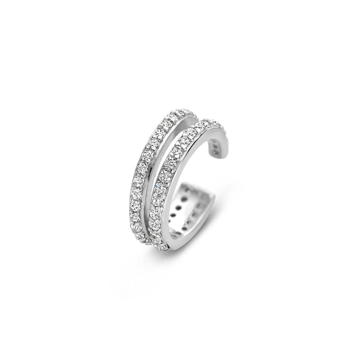 Zilveren ear cuff met zirkonia – gerhodineerd 925 zilver