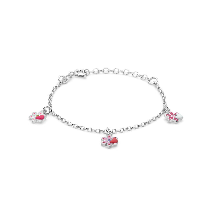 Gerhodineerd 925 Zilveren Bloemen Armband met Emaille