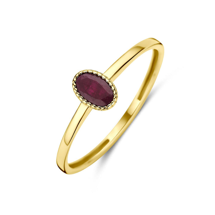 9k Geelgouden ring met robijn