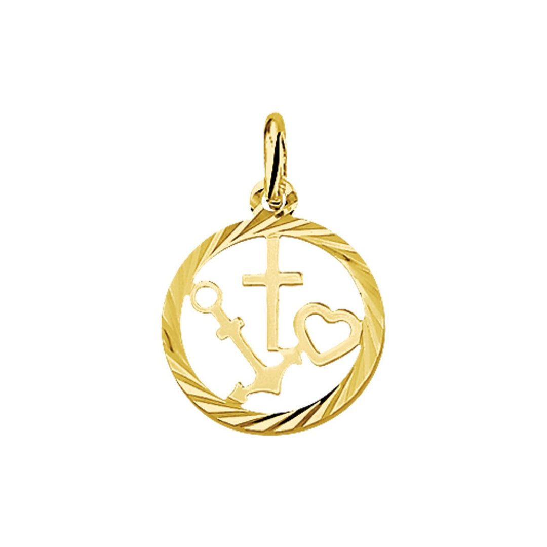 9k Geelgouden ronde hanger geloof, hoop en liefde