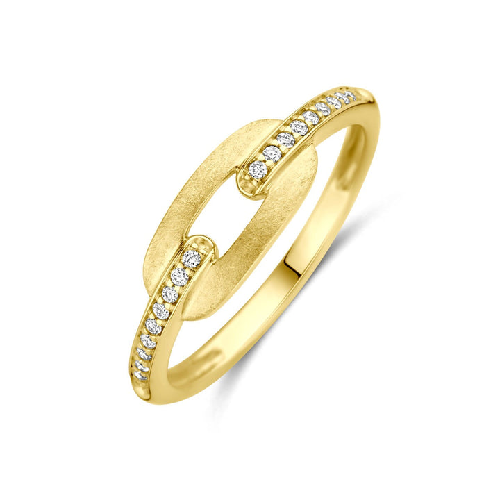 14k Geelgouden dames ring met diamant 0.08ct h si