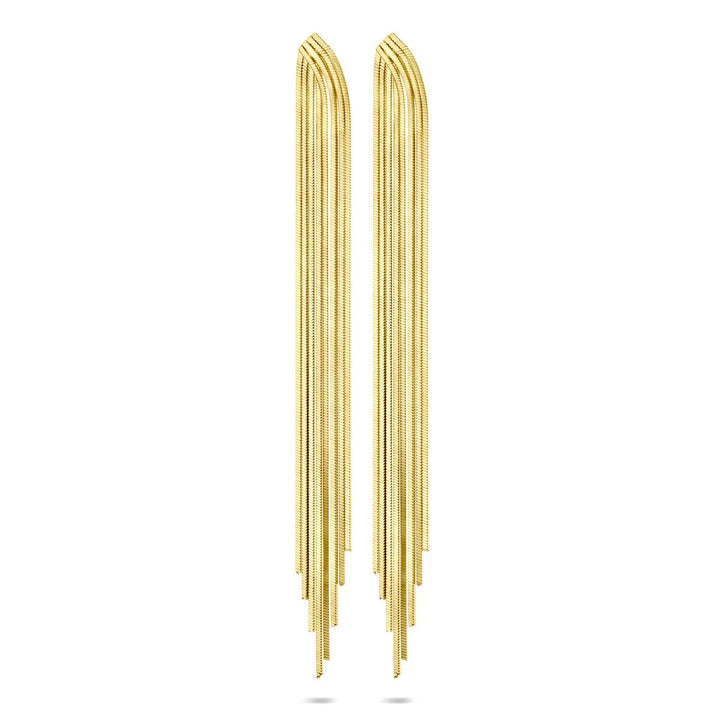 Vergulde zilveren oorhangers – geelgoud op 925 zilver, 95 mm lang