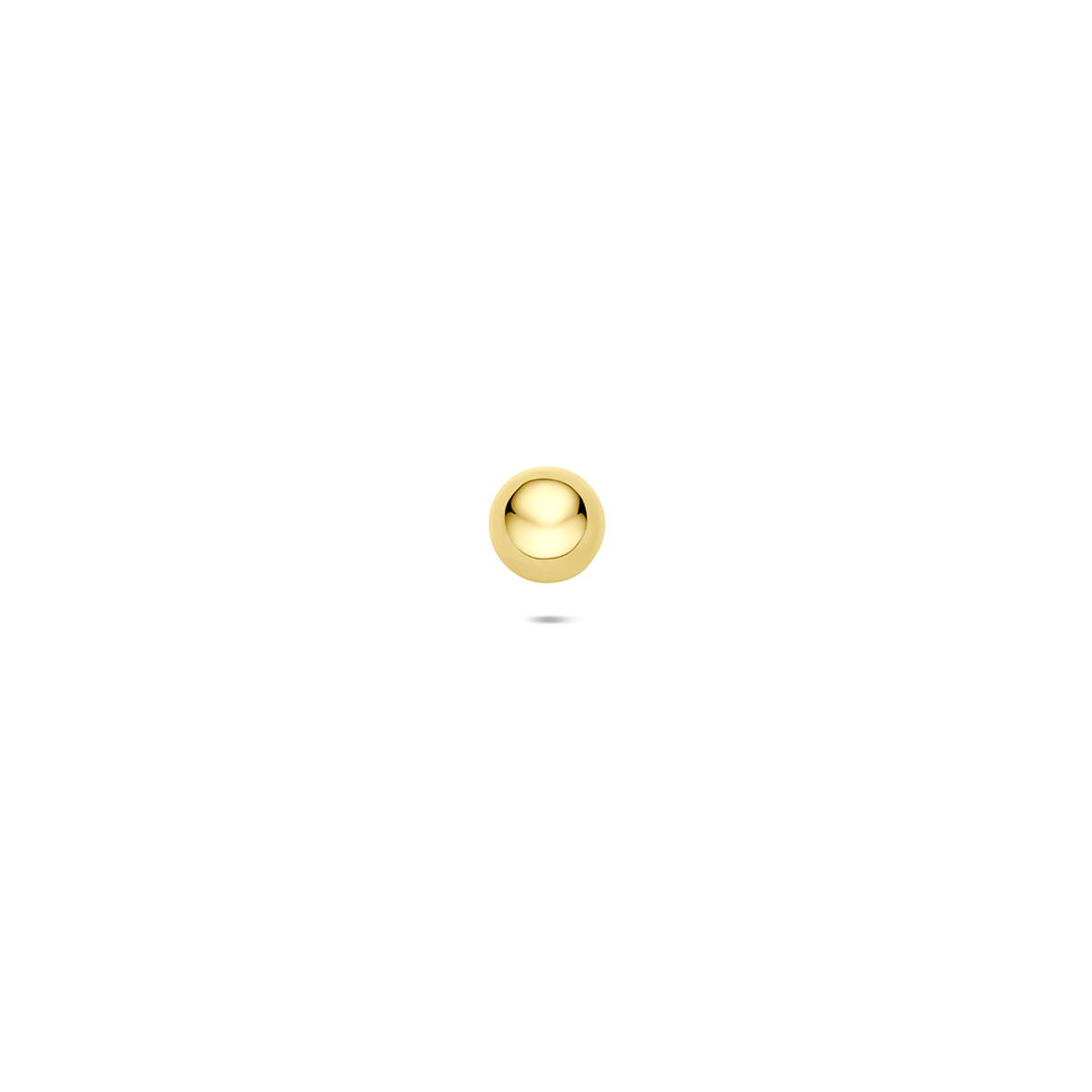 Geelgouden flat back piercing met een 4 mm bol, eenvoudig en strak van ontwerp.