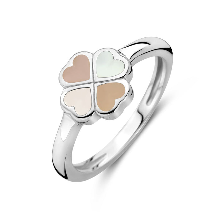 ring clover mother of pearl silver rhodium plated