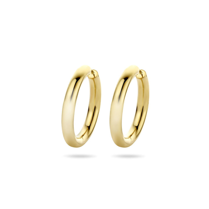 Vergulde zilveren klapoorringen dames – 28x4 mm rond model