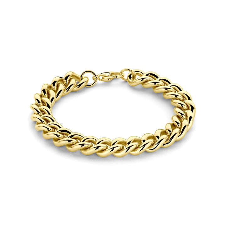 Goudkleurige stalen gourmet armband 10mm