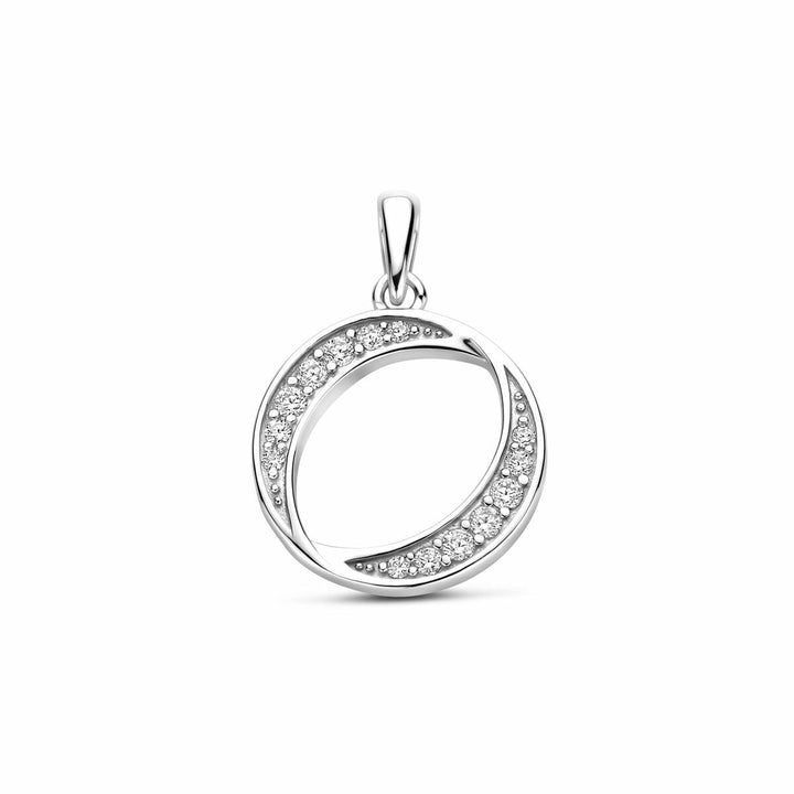 Zilveren hanger met zirkonia entourage – gerhodineerd 925 zilver 23 mm