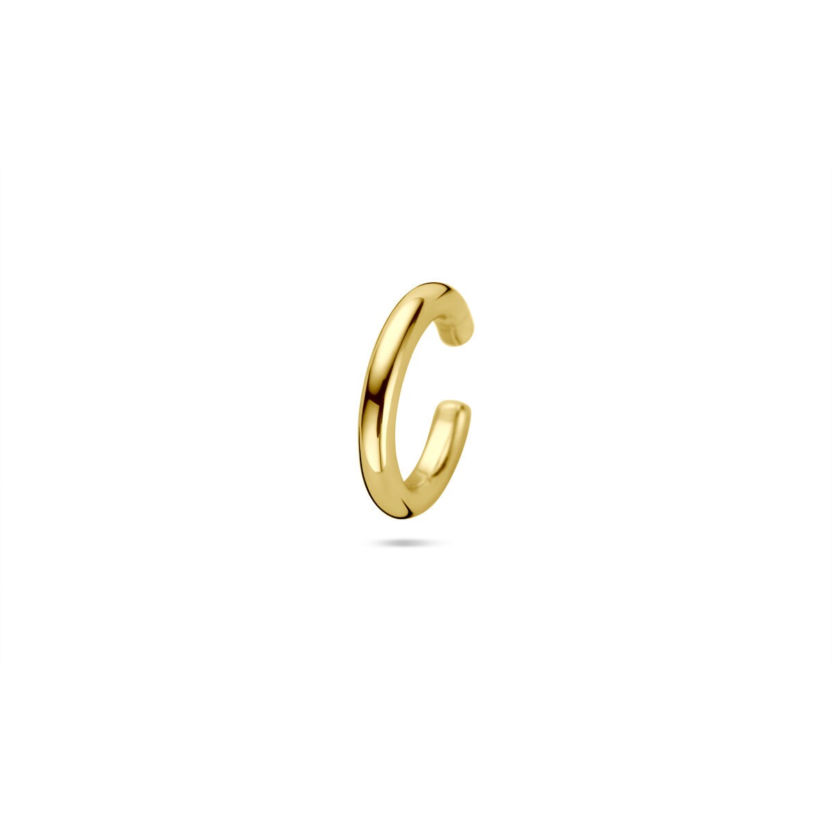 Verguld zilveren ear cuff van 925 zilver met een glanzende geelgouden plating, afmetingen 12x2 mm.