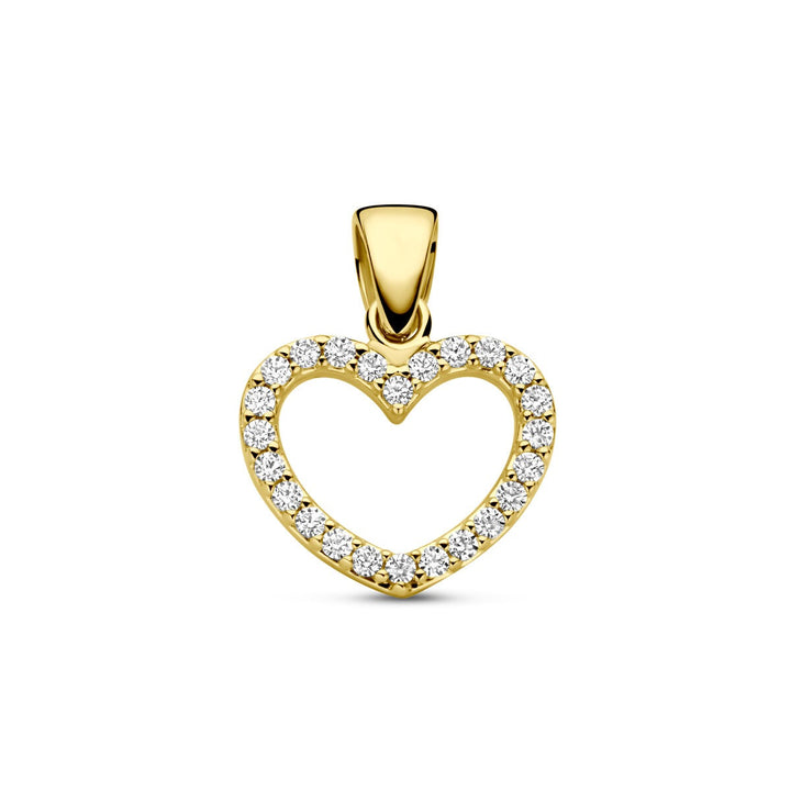 14k geelgouden hartjeshanger met zirkonia – romantisch dames sieraad vol schittering