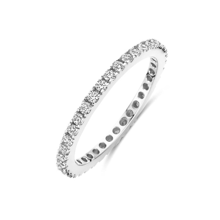 Gerhodineerd 925 zilveren ring met zirkonia