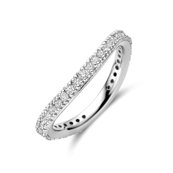 Zilveren dames ring met zirkonia – Gerhodineerd rijring