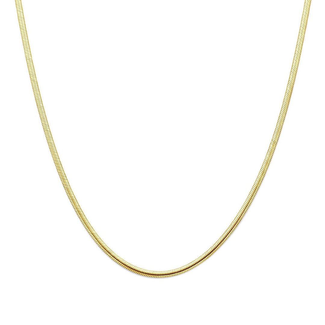 9k Geelgouden slangen collier met zilveren kern