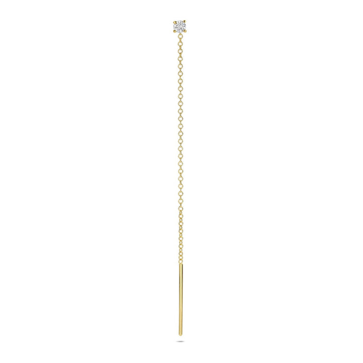 14k Geelgouden doortrekoorbel met diamant