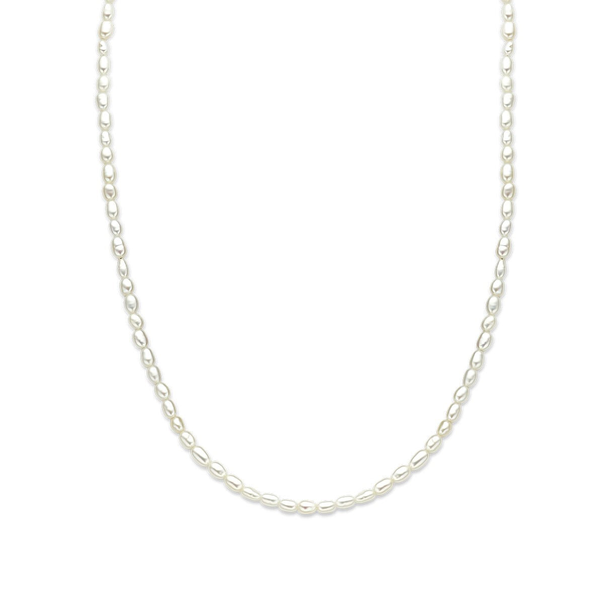 Parel collier met zoetwaterparels in een eenvoudige schakelvorm en een 14k geelgouden sluiting.