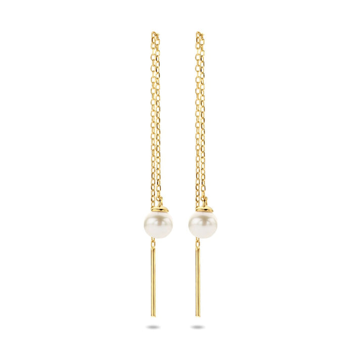 pull-through earrings pearl 14K yellow gold