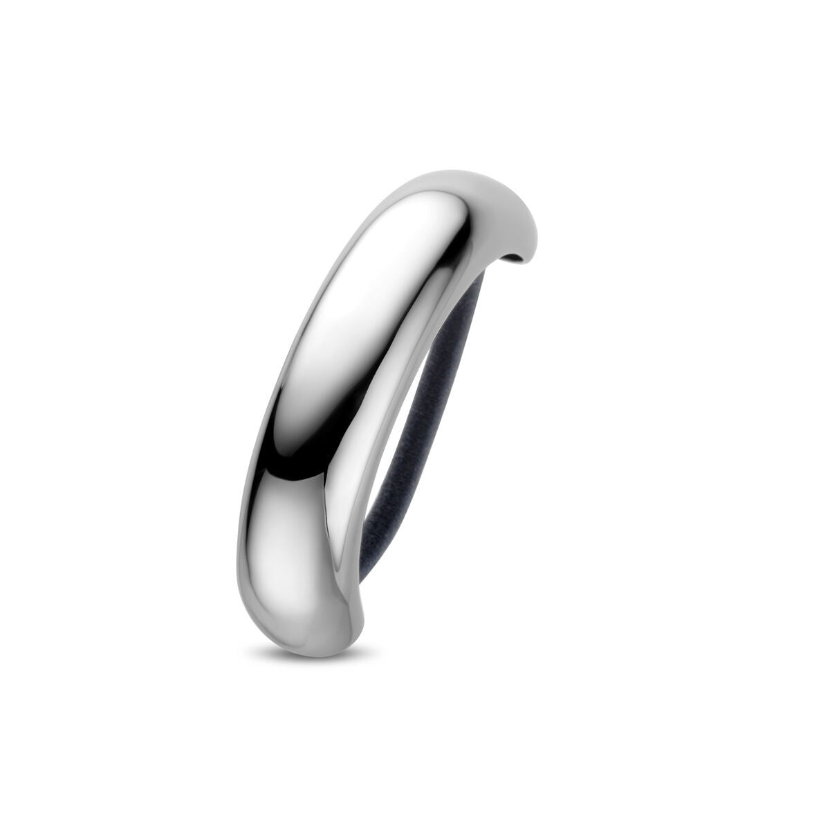 Zilverkleurige stalen hair cuff met een gladde, ronde afwerking van 19x76 mm.