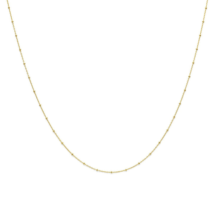 Geelgouden ketting met bolletjes anker schakels