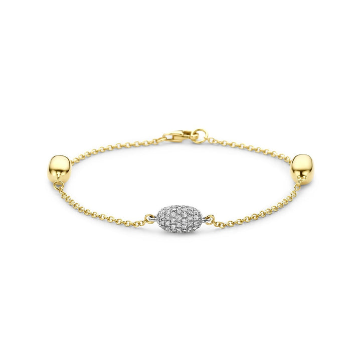 14k bicolor geel en witgouden armband met diamant