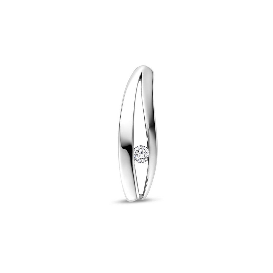 Zilveren hanger dames met lab grown diamant – gerhodineerd 18 mm