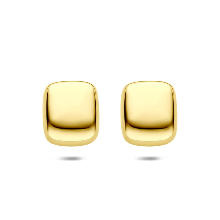 Stalen oorknoppen rechthoekig geelgoudkleurig 23x19mm