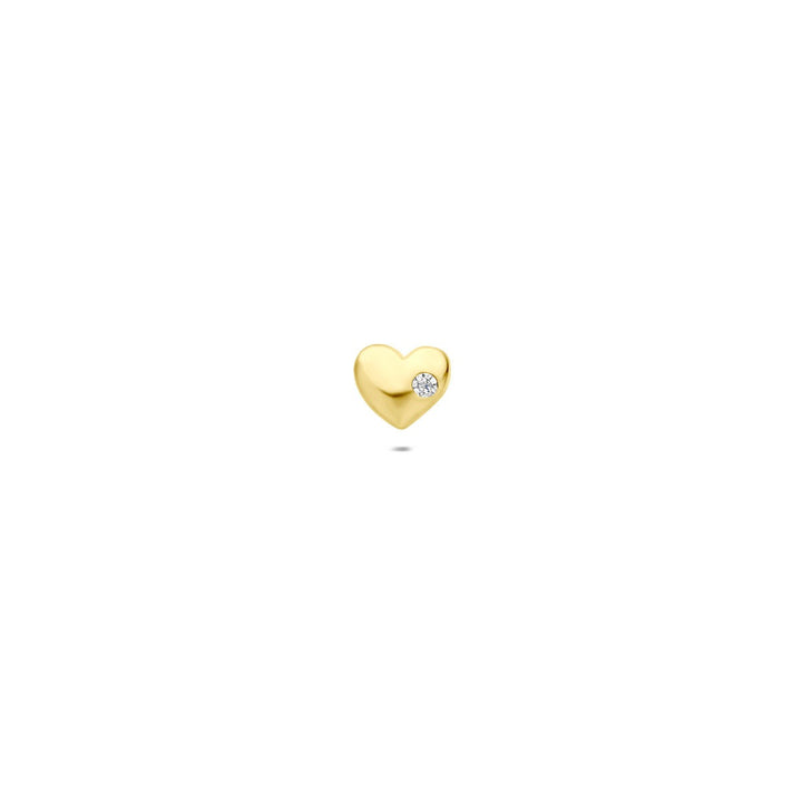 9k geelgouden piercing met hartje en zirkonia