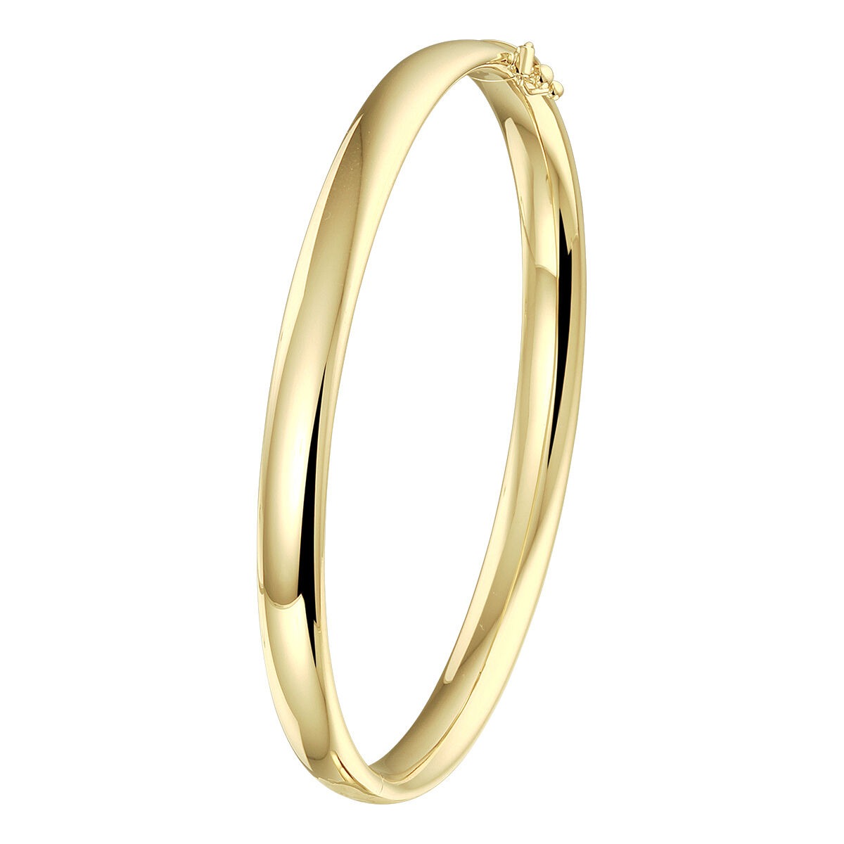 Geelgouden bangle armband met een gladde, ronde afwerking.