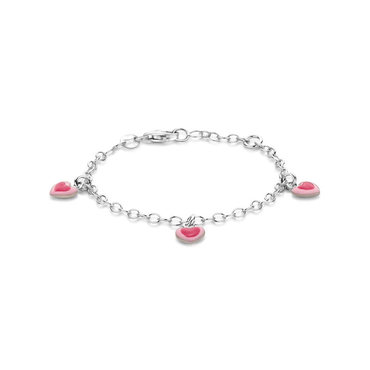 Zilveren kinder armband met hartjes – gerhodineerd en geëmailleerd