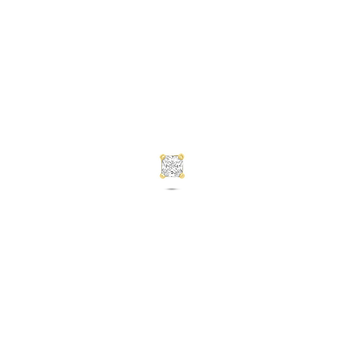 14k gouden flat back piercing met een 2,5 mm zirkonia in een vierkante zetting.