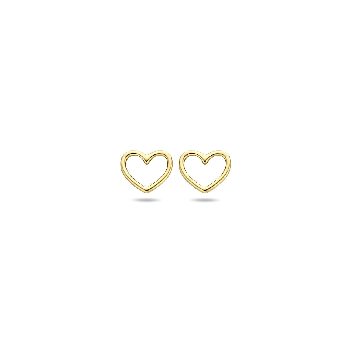 Gouden hartjes oorknoppen – 9k geelgoud, 5x5.5 mm