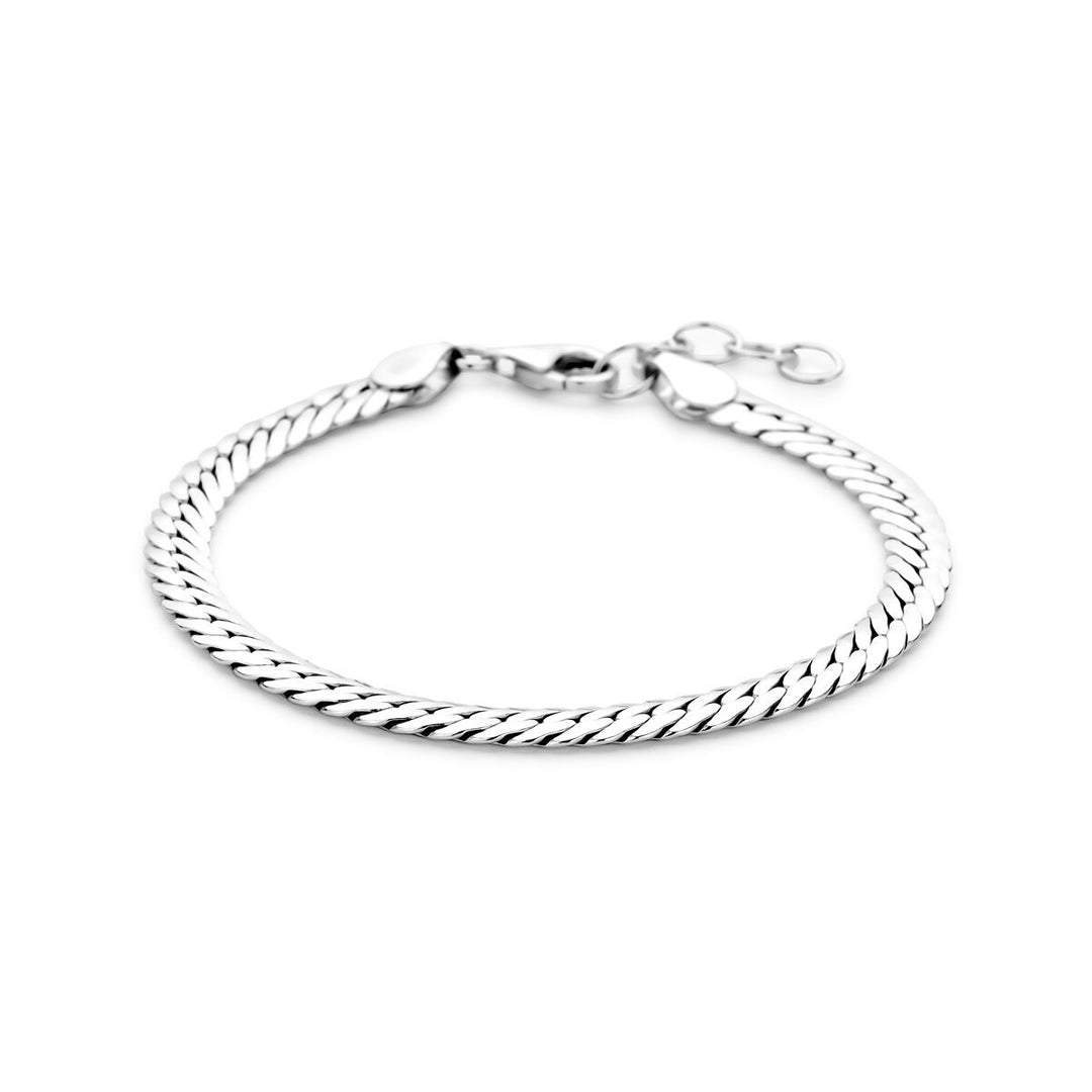 Gerhodineerd 925 zilveren armband met gourmette schakel 17–20 cm