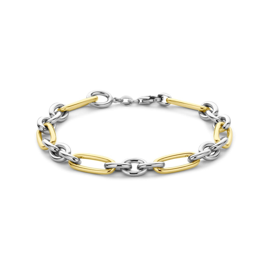 14k Geelgouden en zilveren ankerarmband