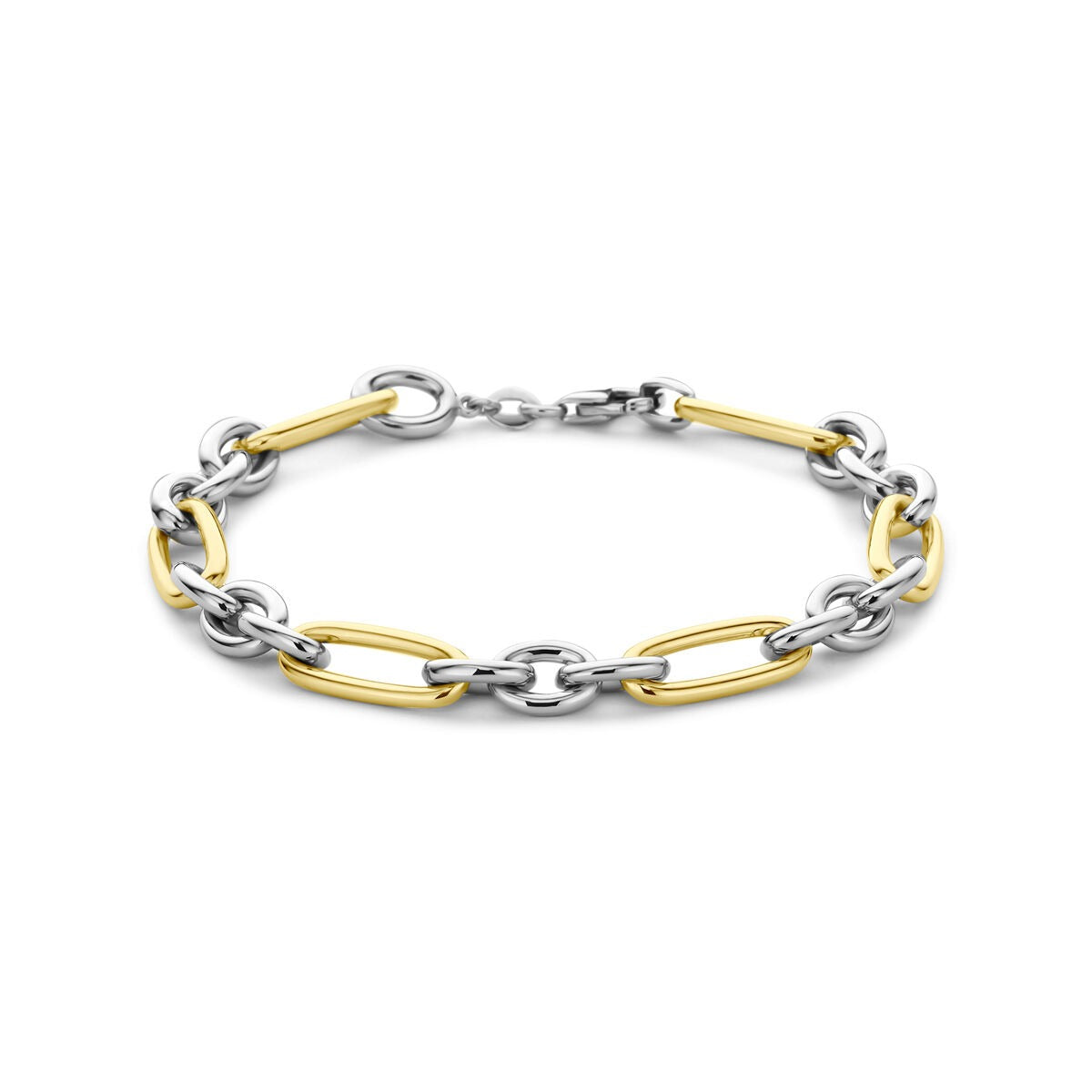 14k Geelgouden en zilveren ankerarmband