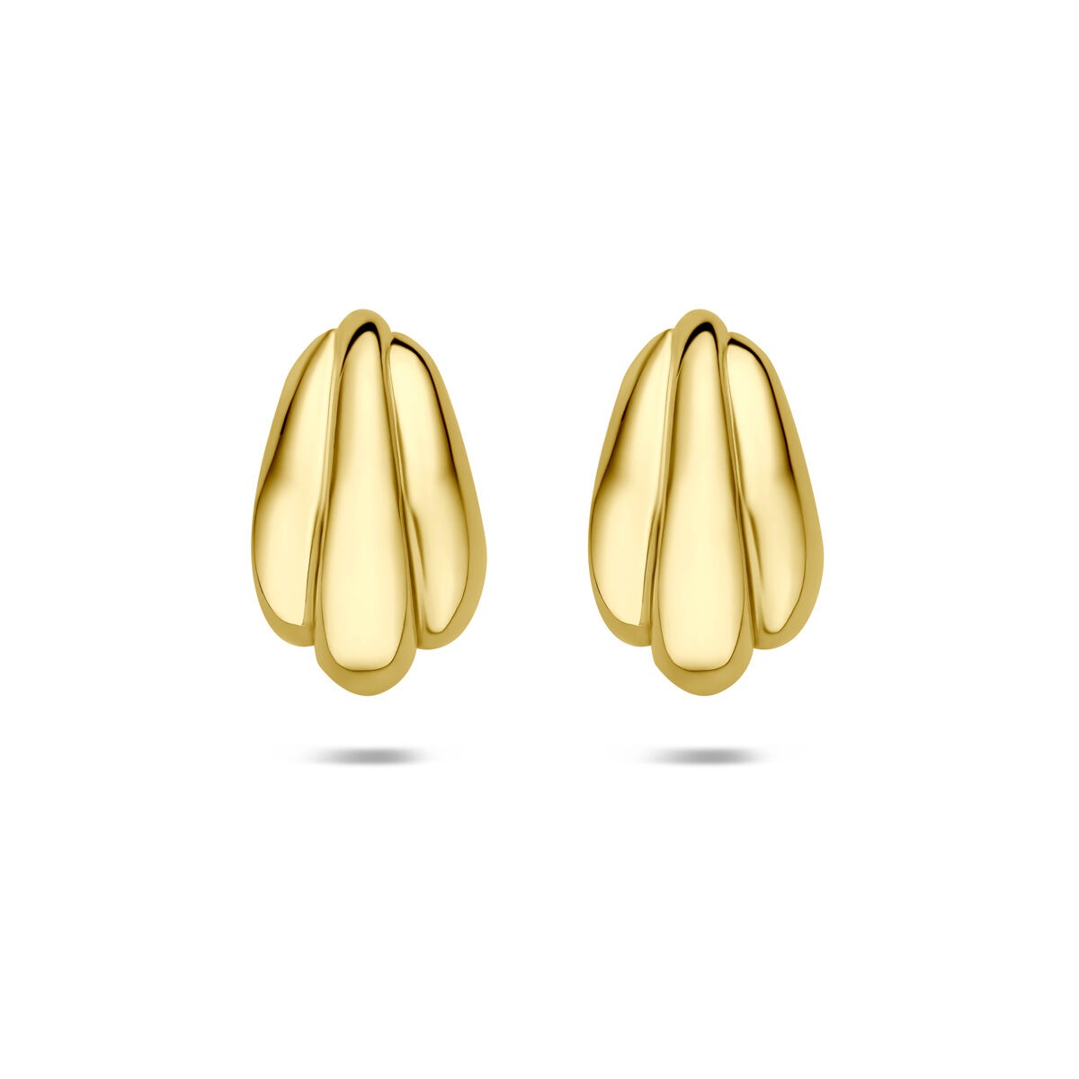 Vergulde 925 zilveren stekeroorbellen in bloemvorm met een glanzende afwerking, 16,5 x 10 mm.