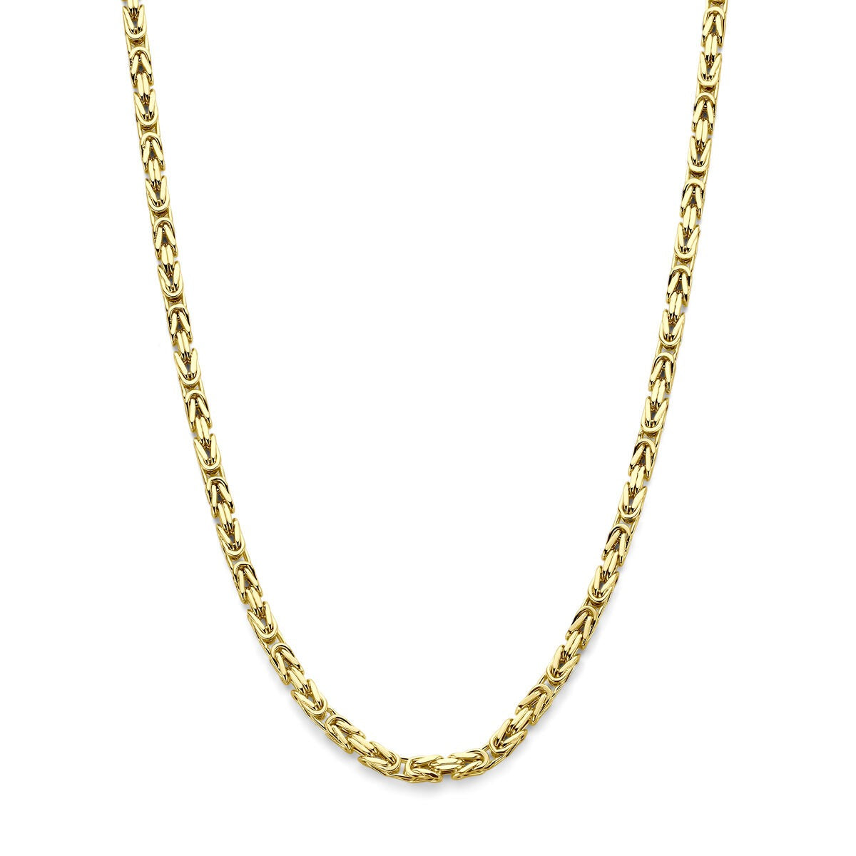 Gouden heren ketting in koningsschakel, vervaardigd uit 14k geelgoud.