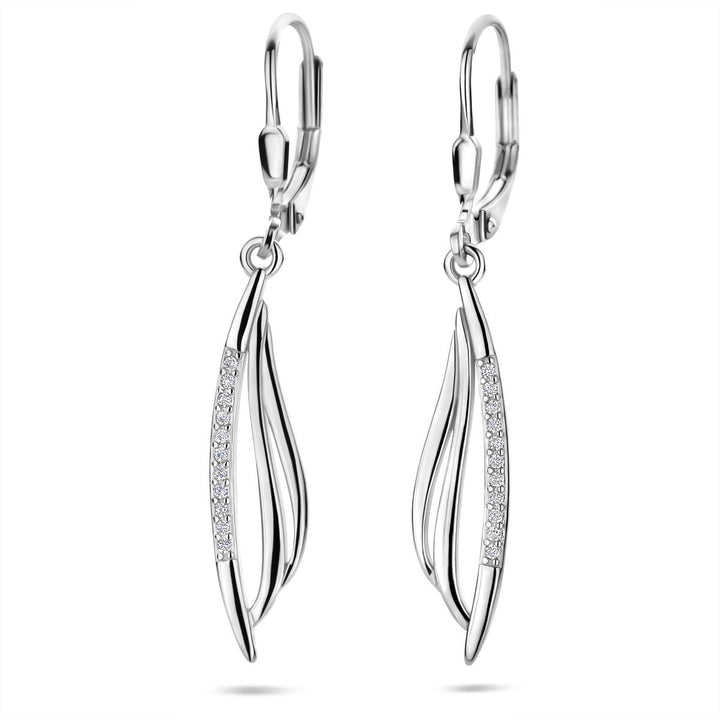 Zilveren oorhangers met zirkonia 41 mm