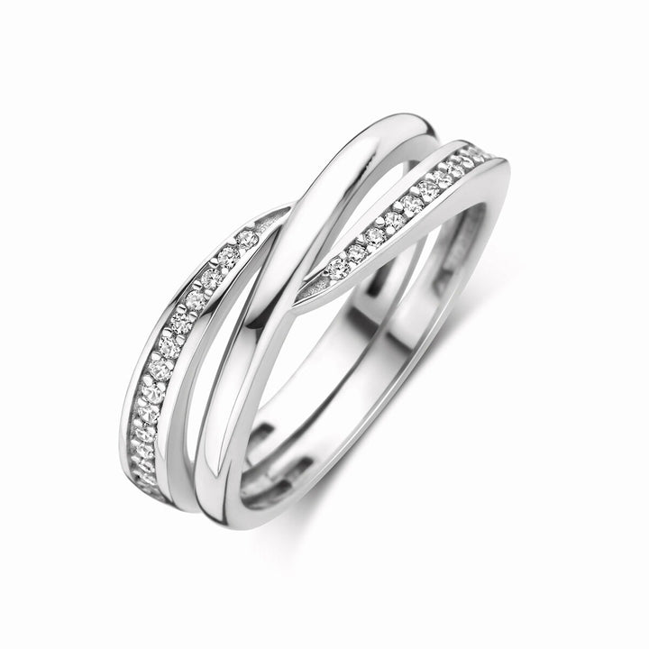 Zilveren Ring met Zirkonia – Gerhodineerd 925 Zilver, 7 mm breed