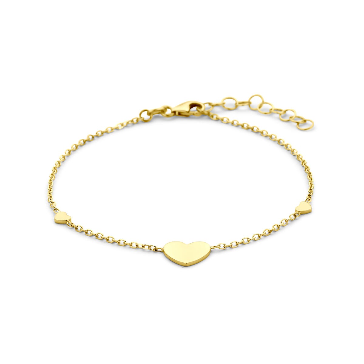 14k Geelgouden armband met hartjes