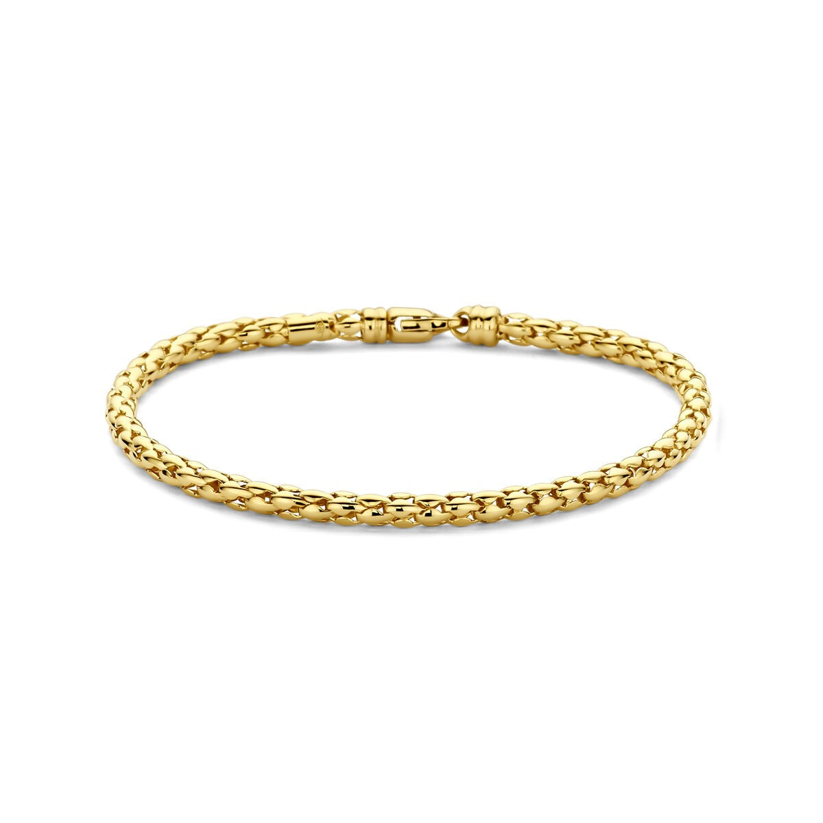 Gouden dames armband van 14k met schakelontwerp van 3,5 mm en een lengte van 17 cm.