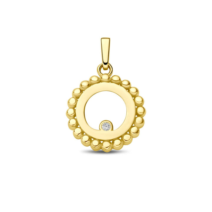 9k Geelgouden hanger rondje met zirkonia