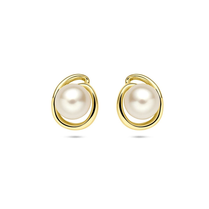 14k Geelgouden parel oorknoppen – 8 mm