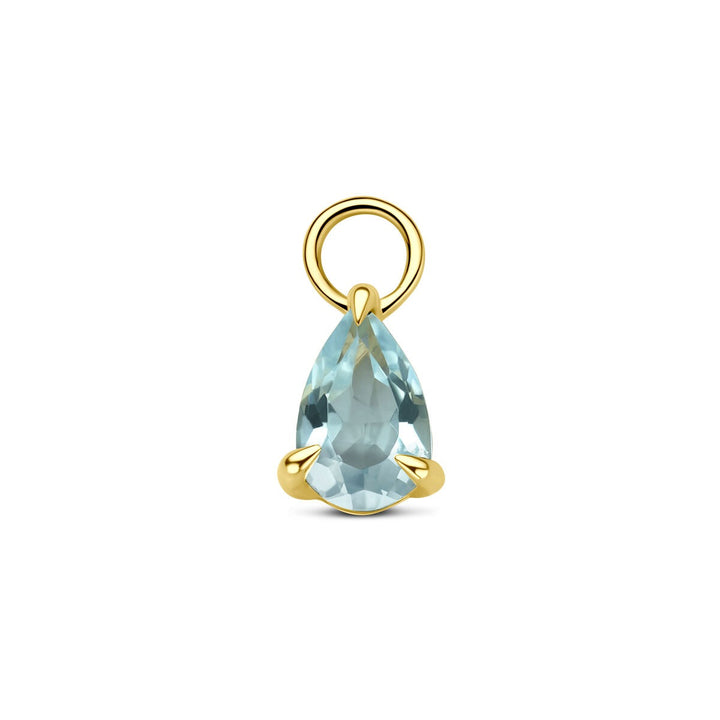 14k geelgouden oorringhanger met blauwe topaas