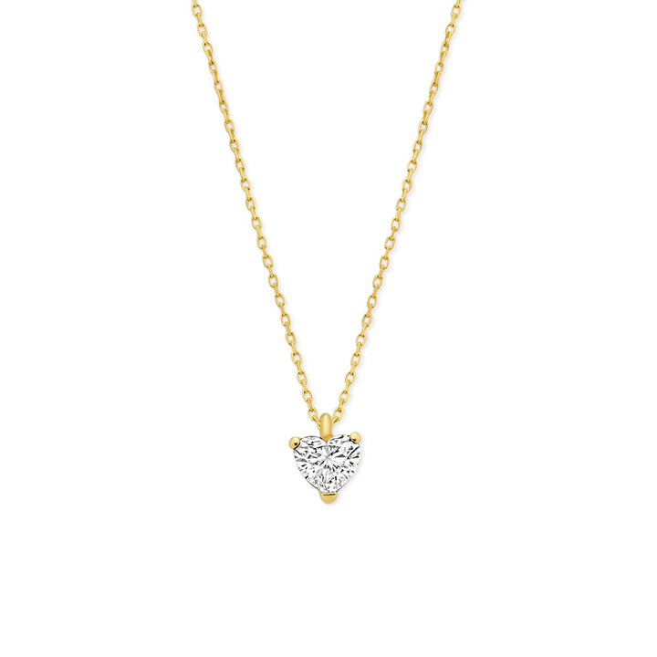 14k Geelgouden ketting met hartvormige lab grown diamant 0.30ct