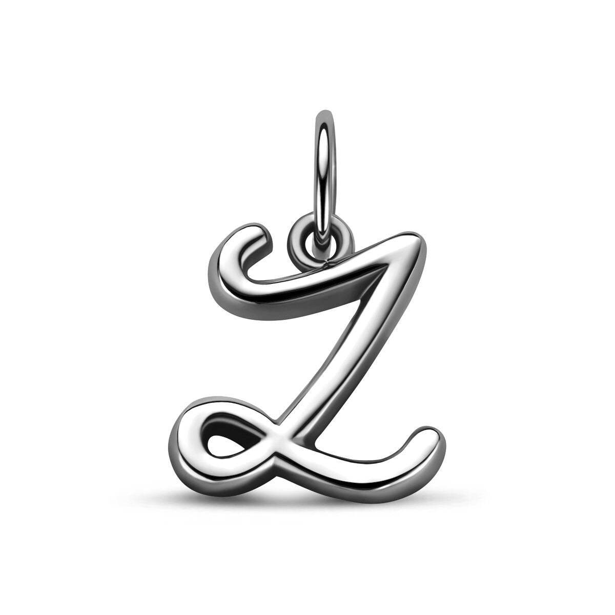 Gerhodineerde zilveren letterhanger in de vorm van een sierlijke 'Z'.