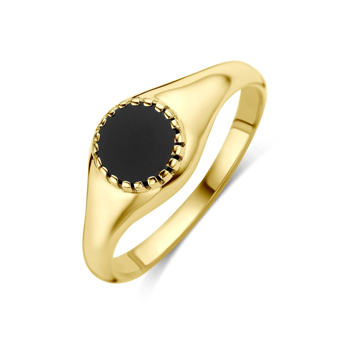 9k Geelgouden ring met onyx