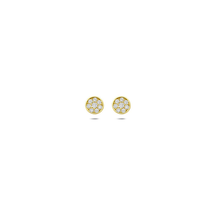 ear studs zirconia 14K yellow gold