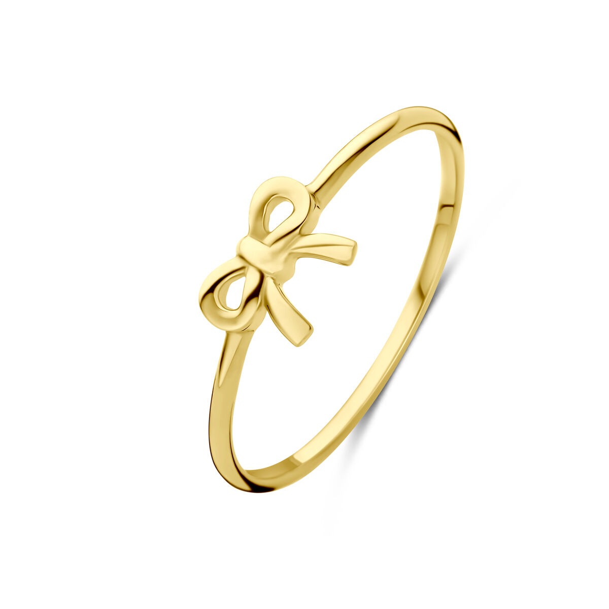 14k geelgouden ring met een strikvormige decoratie.