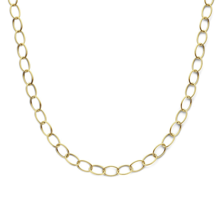 14k Geelgouden dames collier met brede draadschakels – 45 cm